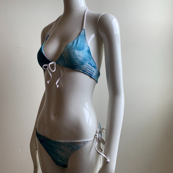 Aaron Chang blue wave reversible to plaid bikini - Picture 5 of 9